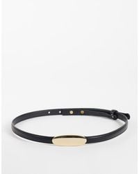 Mango - Oval Buckle Slim Belt - Lyst