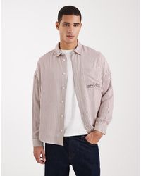 ASOS - Oversized Overhemd Met Strepen En Geborduurd Logo Op De Borst - Lyst