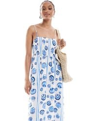 Vero Moda - – midi-trägerkleid mit em muschelmuster - Lyst