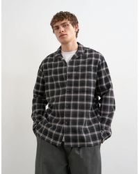 TOPMAN - Relaxed Fit Textured Check Revere Shirt - Lyst