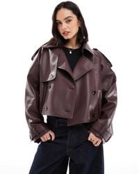 ASOS - Leather Look Bomber Trench Coat - Lyst