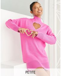 Miss Selfridge - Petite Diamante Heart Cut Out Sweater Dress - Lyst