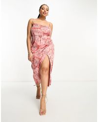 ASOS - Asos design curve - robe d'été mi-longue à col bénitier avec détail froncé et imprimé bandana - Lyst