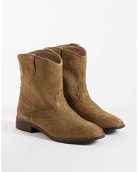 Mango - Teen 100% Suede Leather Short Western Boot - Lyst