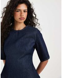 ASOS - Denim Short Sleeve Peplum Top - Lyst