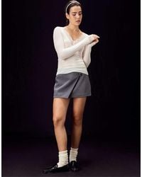 Stradivarius - Cashmere Blend Long Sleeve V-Neck T-Shirt - Lyst