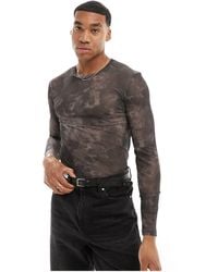 ASOS - Muscle Fit Long Sleeve T-shirt With Floral Print - Lyst