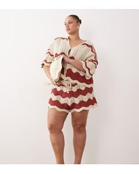 ARRANGE - Curve Co-ord Stripe Crochet Shorts - Lyst