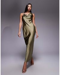 ASOS - One Shoulder Asymmetric Drape Satin Maxi Dress - Lyst