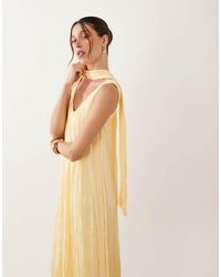 ASOS - Crinkle Scoop Neck Maxi Dress With Scarf Detail - Lyst