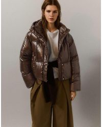 Pull&Bear - Cropped Puffer Jacket With Hood - Lyst