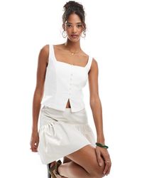 Stradivarius - Tailored Sqaure Neck Vest Top - Lyst