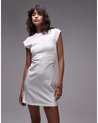 TOPSHOP - Cinch Waist Structured Mini Dress - Lyst
