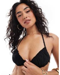 Daisy Street - Bikinitop Met Ruches, Gestrikte Voorkant En Broderie - Lyst