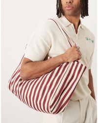 ASOS - Tote bag à rayures - écru et rouge - Lyst
