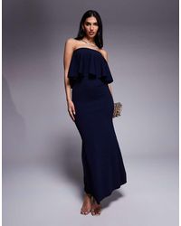 ASOS - Knitted Structured Bandeau Frill Midaxi Dress - Lyst