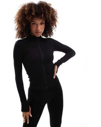 ASOS - Icon Seamless Rib Zip Up Long Sleeve Top - Lyst