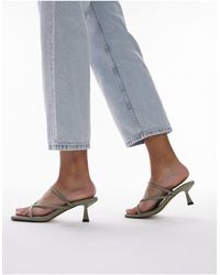 TOPSHOP - Ice Strappy Mid Heel Mule Sandals - Lyst