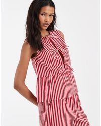 Pieces - Tie Front Peplum Hem Top Co-Ord - Lyst