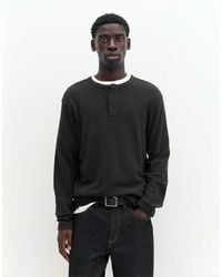 Pull&Bear - Henley Waffle-knit Long Sleeve T-shirt - Lyst
