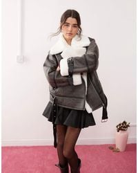Miss Selfridge - – pilotenjacke aus kunstleder - Lyst