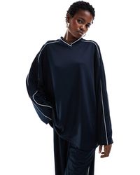 Weekday - Co-ord Shiny Jersey Oversized V-neck Sweatshirt - Lyst