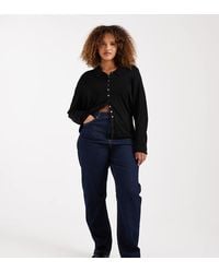 ASOS - Vaqueros De Corte Recto Slim Y Talle Alto Con Acabado De Asos Design Curve-Azul Marino - Lyst