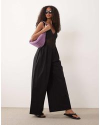 ASOS - Jumpsuit With Crochet Waist Panel With - Lyst