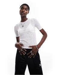 Monki - Short Sleeve Semi Sheer T-shirt - Lyst