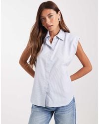ASOS - Camicia Senza Maniche A Righe Arricciata E Con Spalline Imbottite - Lyst