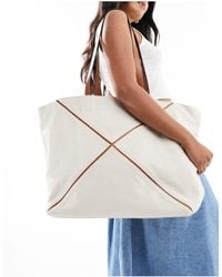ASOS - Tote Bag With Canvas Panel Detail - Lyst