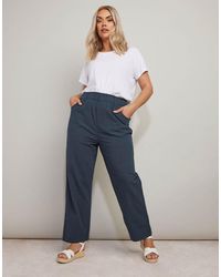 Yours Clothing - Cool Cotton Wide Leg Trousers - Lyst