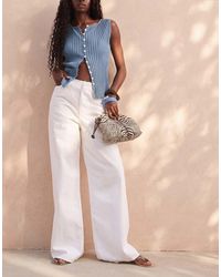 ASOS - Low Rise Raw Waistband Straight Leg Jean - Lyst
