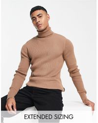 French Connection - Jersey color camel con cuello vuelto - Lyst