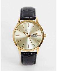 Sekonda - Jackson 40mm Analog Watch With Gold Alloy Round Case, Leather Strap And Gold Dial - Lyst