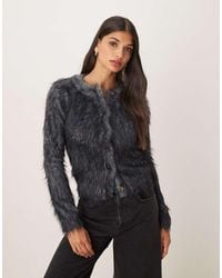 ASOS - Knitted Extreme Eyelash Neat Fit Cardigan - Lyst