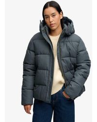 Superdry - Premium Hooded Check Puffer Jacket - Lyst