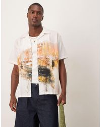 SELECTED - Chemise avec col à revers et imprimé artistique copenhagen - Lyst