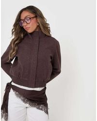 Threadbare - Faux Wool Funnel Neck Bomber Jacket - Lyst
