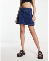 I Saw It First - Pleated Denim Mini Skirt - Lyst