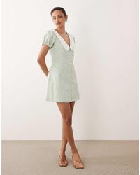 Abercrombie & Fitch - Collared Puff Sleeve Mini Dress - Lyst