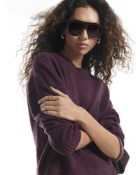 River Island - Burgundy Soft Crew Neck Knit Jumper - Lyst
