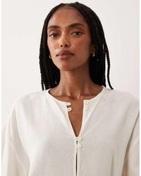 ASOS - Linen Blend Mandarin Style Blouse Co Ord - Lyst