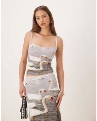 Tyler McGillivary - Swan Print Slinky Tank Top Co-ord - Lyst