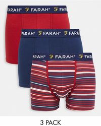 Farah - Confezione da 3 paia di boxer rossi e a righe - Lyst