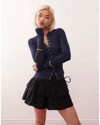Weekday - Slim Fit Button Front Long Sleeve Top - Lyst