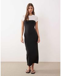 ASOS - Short Sleeve Contrast Maxi Dress - Lyst