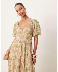 ANAYA - Floral Print Sweetheart Neck Midaxi Dress - Lyst