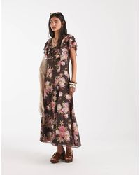 Free People - Forsythia Ruffle Sleeve Boho Maxi Dress - Lyst