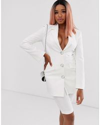 ASOS Blazer mit seitlichem Zierausschnitt und ausgefallenen Knöpfen - Weiß